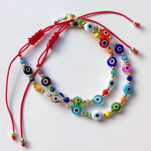 Strands Go2boho Evil Eye Crystal Beads Bracelets For Women Boho Jewelry Bohemian Fashion Ladies Friendship Colorful Rainbow Jewellery