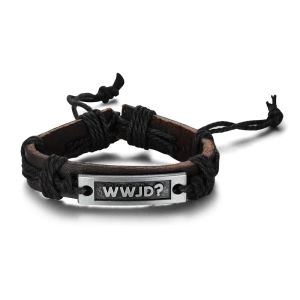 Strängar wwjd herrläderarmband vad skulle Jesus göra manschettkuffband vänskapsarmband kristen religiös gåva