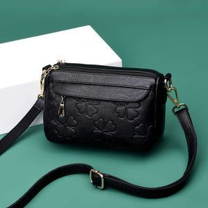 Çanta Küçük Kadınlar 2024 Kore moda orta yaşlı anneler çok katmanlı yumuşak deri tek omuz crossbody kadınlar için