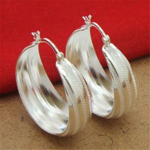 Earrings 925 Sterling Silver Earrings Fashion Striped Car Flower Earrings 3.5CM For Women'S Wedding Jewelry Gifts