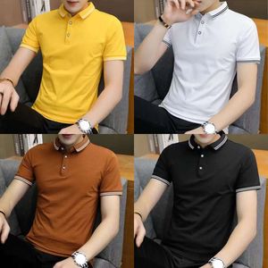 Polo Short Shirt Slim Fit Lapel Men's Trend Half Sleeved T-Shirt Summer Solid Color Paul