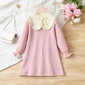 Abiti da ragazza Abito a maglia per ragazze Autumn e inverno 2024 Scala per bambini Gritta per bambini Western Style College Princess