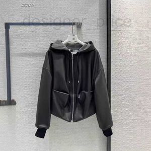 Women's Leather & Faux Leather Designer Leather Coat 2024 Spring New Cool and Handsome Loose Fit Hooded Design Leather Coat SCHS