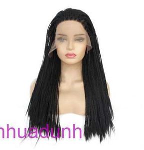 Ladies Black Triple Braided Thunder Ghow Ghost Wig Chemical Fibre Front Lace Pałą na głowę LW0021