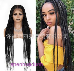 Chemical fiber wig 4 * front lace headband long three braid