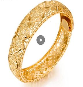 24K Gold Kolor Etiopski biżuteria Banlesy for Women Dubai Ramadan Banglesbracelet Africanarab Weeding Biżuter Prezent38273308334363