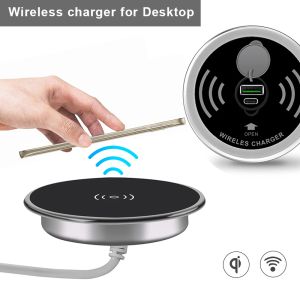 Chargers Desk incorporado carregador de wireless qi 15w carregador de telefone 3.0 para xiaomi mi 11 10s wireless carregamento para iphone 12 pro max x plus