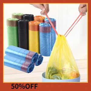 Bags 5 Rolls 1 pack 75Pcs Household Disposable Trash Pouch Kitchen Storage Garbage Bags Cleaning Waste Bag Plastic Bag