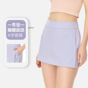 lulumon shorts Gudong Spring/summer New A-line Sports Yoga Pants Half Body Quick Drying Pocket Anti Glare Fitness Three Point Short Skirt