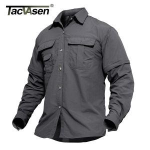 ツールTacvasen Men's Military Clothing Lightweight Army Shirt Quick Dry Tactical Shirt Summer Removable Long Sleeve Work Hunt Shirts