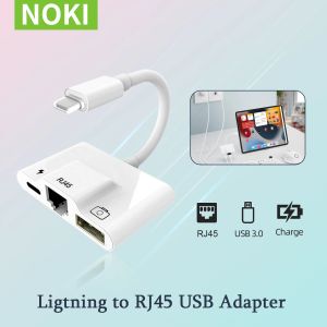 Hubs RJ45イーサネットOTGアダプター用iPhone/iPad LAN有線ネットワークハブUSB 3カメラアダプターと充電ポート付き