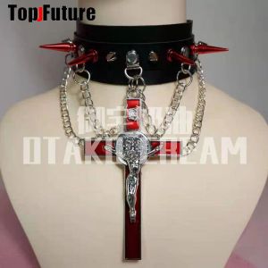 Halsband kvinnor män anpassar harajuku gotisk punk halsband streetwear subkultur krydda y2k tjej krage läder revit choker spik chokers