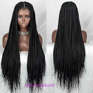 Fibra sintética feminina Ultra Long Front Lace Braid Wig Wig Wigs