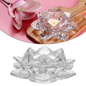 Ljushållare 1 x kristallglas lotus blomma hållare ljusstake heminredning gåva ljus hantverk prydnad buddhist