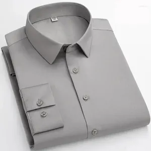 メンズドレスシャツエラスティックシャツ長袖スリムフィットプロフェッショナルソリッドカラーインタビュー白い非鉄