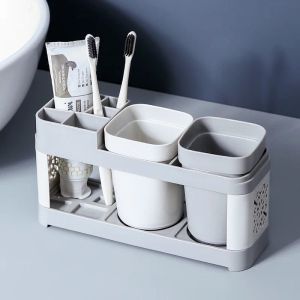 Heads Washing Cup Toothbrush Holder Set Creative Family Couple Mouthwash Cup Home Dental Set with Two Cups Bathroom