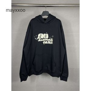 Hooded Balencigs hoodies hoodie tröja hög version Paris ärm B Familjehäftande band pappersbrev utskrift unisex Löst långa 1aqb