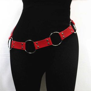 Punk style concave waist chain fire hot sexy large ring belt jewelry women's belt 240315