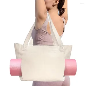 Depolama çantaları moda yoga mat çanta kadınlar çok işlevli cep kalınlaşmış tuval taşınabilir bayanlar çanta ev spor salonu büyük kapasite