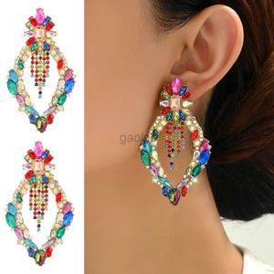 Dangle Chandelier Fashion Chandelier Big Dangle For Earrings For Women Boho Luxury Colorful Crystal Prom Party Pendant Jewelry Ear Accessories d240323