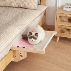 Mats l szie pendurada na cama de gato janela hammock sofá casas móveis kitten gatinho coberto lavável sede removível de madeira suprimentos de estimação