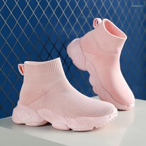 Casual Shoes Kids Sock Dzianint Fashion High Top Sneakers for Boys Girls Sport Dzieci Tenis