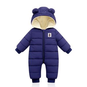 Coats Kids Romper Sıcak Kalın Tulum Tulum Bebek Giysileri Artı Velvet Yeni Doğuşlu Bebek Erkek Kız Kızlar Kapşonlu Kıyafetler Snowsuit Giysileri