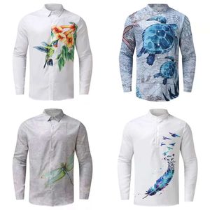 Autumn Spring Loose Men Shirt Retro Print Clothes Long Sleeve Button Plus Size Hawaiian Oversize Masculina Streetwear 220322