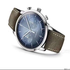 2021 Men's Round Blue Casual 5-pin Spiral Crown Quartz Watch