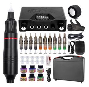 Professional Tattoo Machine Kit Complete Rotary Pen Power Supply with Ink Set for s 2207287836416