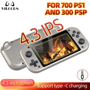 Игроки Vilcorn Retro Handheld Video Game Console Up для 700 игр PS1 4,3 дюйма IPS -экрана Портативный карманный видеоплеер для PSP GBA Gift