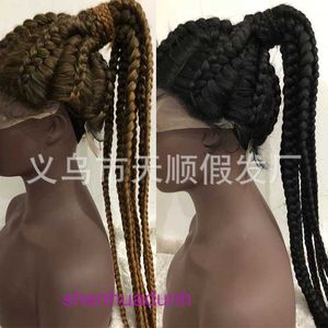 Wigs hand woven front lace wig long hair synthetic fiber full head cover straight NRV9