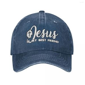 Ball Caps 2024 Classic Denim Jesus Is My Friend Christian Baseball Cap Adult Unisex Summer Autumn Snapback Hat Hats