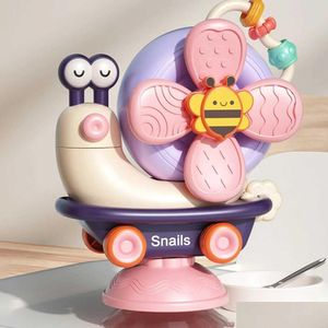 Bath Toys Infant High Chair Toy With Cup Cup Baby Montessori Sensorial Windmill Snail Joyf refeição mesa Shake Drop Deliver