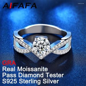 Cluster Rings AIFAFA 925 Fine Silver 1 Real Moissanite Crown High Quality Proposal Wedding Band Jewelry Pass Diamond