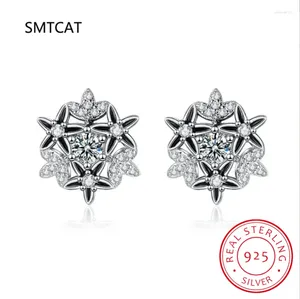 Stud Earrings 0.3ct Real Moissanite Diamond Snowflake Earring For Women Wedding Sparkling 925 Silver Simulated Ear