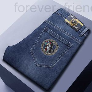 Men's Jeans designer High end European fashion brand autumn and winter jeans for men with straight fit, elastic embroidery, fashionable, light luxury trendy pants GMEK