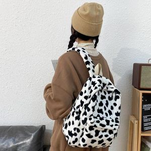 Mochila Bolsas Mulheres Vintage Bolsas de ombro Ladies Pluxh Milk Milk Milk Pattern fofo 2024