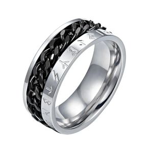 Bandringe Norse Symbol Ring 14 Golden/Schwarz Kubaner Link rotieren für Männer 9mm Hochzeit Schmuck Drop Lieferung DH3IF