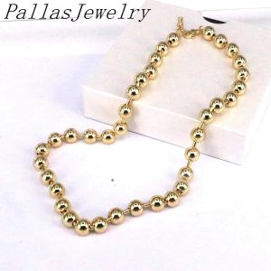 Halsketten 6pcs Neue Mode Gold Gold plattiert 8 mm Ballperlen Ketten Halskette für Frauen Männer charm klassische Halsketten Schmuckgeschenke Charme Charm Choker Halsketten