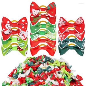 Dog Apparel 100/50 Pcs Christmas Pet Bows Hair Rubber Cat Accessories Holiday Party Grooming For Puppy Small Supplies