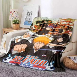 Cobertores Bleach Comics japoneses Clante de moda de moda de moda Sofá almoço Break Break Fin Sleeping Blankroom Baby T240422