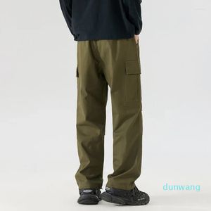 Pantaloni da uomo autunno casual da lavoro multi -tasca per le gamba dritta sciolta e versatile