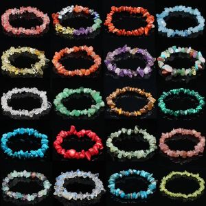 Strands Natural Crystal Gemstone Bracelet Energy Energy Stone Stops Chips Jóias Amethyst Aquamarine pulseiras de pulseira para homens homens