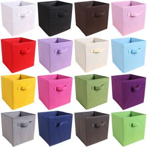 Bins Folding Nonwoven Fabric Storage Box Cube Bin For Children Toys Sundries Organizer Storage Bins With Handle Storage Basket