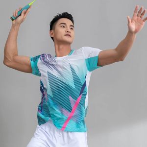 Zasłony nowe koszulki tenisowe badmintona ping pong gym sport krótkie rękawy trening treningowy na zewnątrz koszulki z drużyną trening 3D TEE