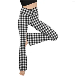 Aktive Hosen Weitbein Sport Frauen hohe Taille Stretch Verband Flare Breite Dance Yoga Langes Training Leggings