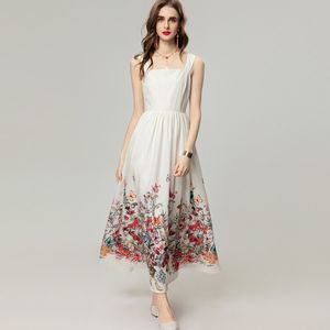 Women's Runway Dresses Spaghetti Straps Printed Floral Fashion High Street Holiday Casual Vestidos