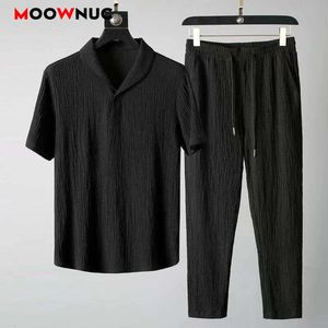 Summer Mens Casual Sets T-shirts Spodnie Sportswear Jogger Męska moda mody Bluza Hombre Fit Moowluc 240423