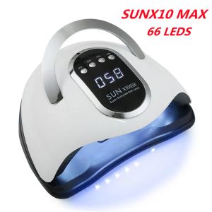 Kits Sun X10 Max Uv Led Nail Dryer 66leds Gel Polish Curing Lamp with Motion Sense Lcd Display Quick Dry Lamp for Nails Manicure Tool
